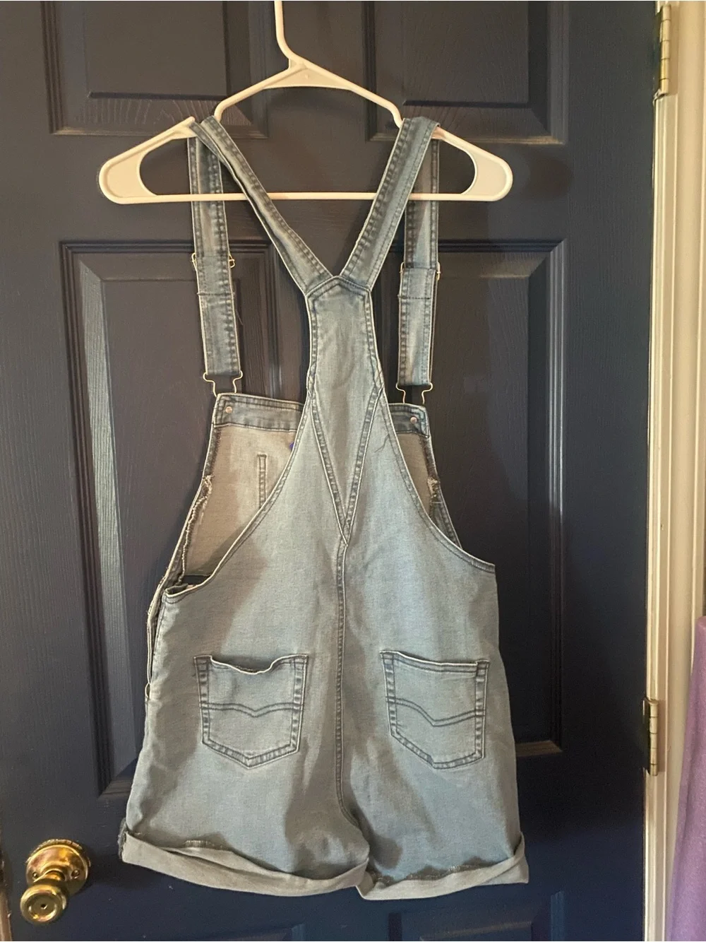 Denim Short Overalls - Light Blue Women's Shorts